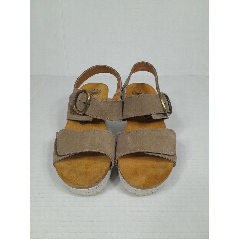 Otbt Platform Sandals Beige Suede Peasant Wedge Shoe Sandal Women Sz 6 Greige - Picture 3 of 14